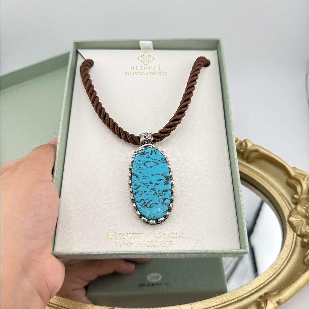 Atterri Turquoise-Style Reconstituted Stone Pendant Necklace –Western Boho Style - Picture 5 of 7